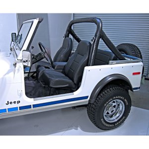 Jeep CJ Seat - Front - Rugged Ridge - High-Back, Non-Recline - Black Denim - `76-`02